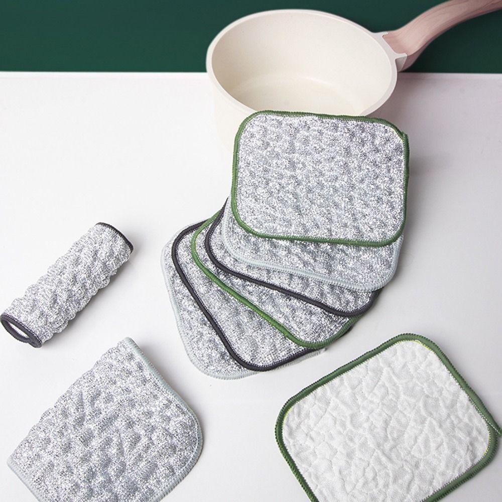 Wiping Rags Kitchen Cleaning Cloths Non-Stick Oil Microfiber Dishcloths Dishwashing Cloth Double-side Reusable Scouring Pad