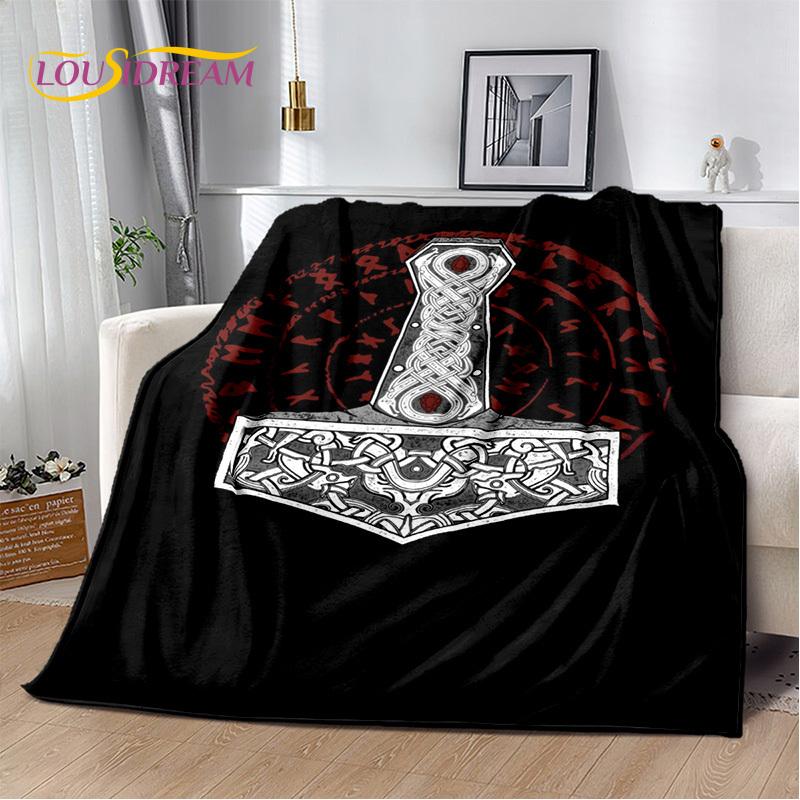 3D Viking Odin Valhalla Nordic Mythology Symbols Blanket,Soft Throw Blanket for Home Bedroom Bed Sofa Picnic Office Travel Cover
