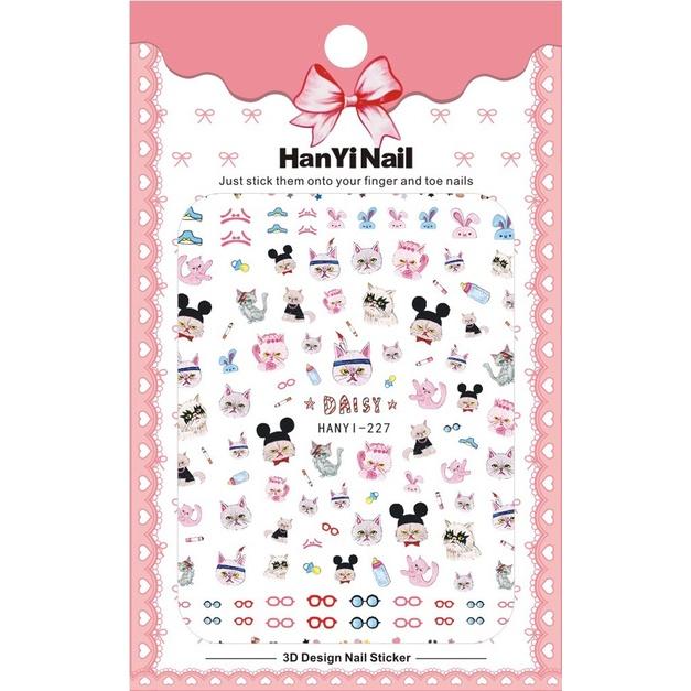 

Самоклеящаяся 3D наклейка для ногтей с картонным узором, наклейка для ногтей с милым котом, украшение для дизайна ногтей