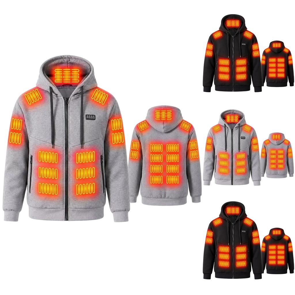 Men's Heated Hoodie Jacket with 29 Heating Zones and 4 Temperature for Cold