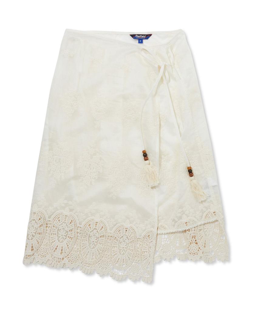 Penfield Crochet Layered Shirred Wrap Skirt Ivory_Fs7Ws33F