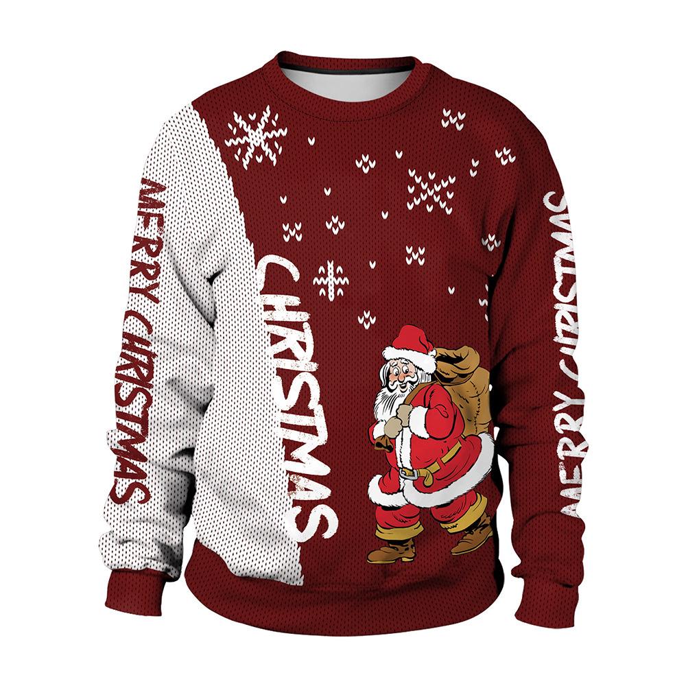 2025 Autumn Round Neck Snowman Reindeer Couple Hoodie