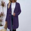 Women's Lapel Long Sleeve Mid-Length Woolen Coat Loose Fit Casual Fall Winter Blazer Jacket