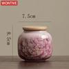 Pink Ru Kiln Peony Tea Canister Household Ceramic Sealed Candy Jar Portable Ceramic Nut Coffee Bean Storage Box Home Jewelry Box