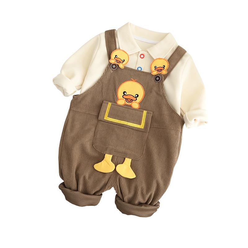 Boys' Korean Style Autumn Long-Sleeve Overall Set - 2 Piece Outfit for Kids.