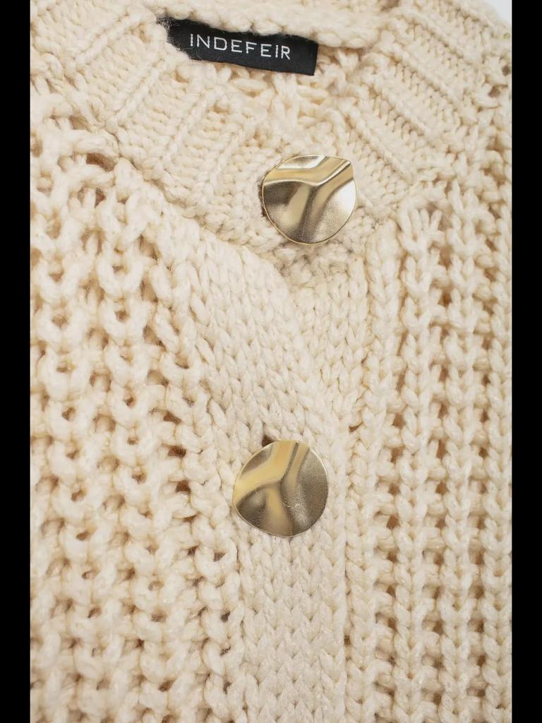 ZA Dámský svetr kardigan s kulatým výstřihem a robustní pleteninou v evropském a americkém stylu 5802113