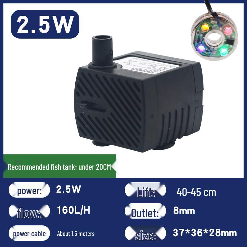 Submersible Water Pump for Fish Tanks, Fountains, Feng Shui Wheels, and Ponds with Light (5W, 6W, 8W)