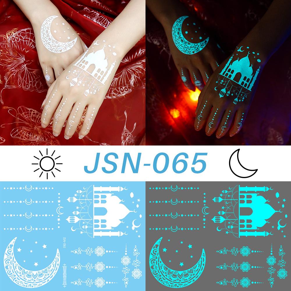 Ruikalong Luminous Star & Moon Henna Tattoo Sticker - High-End, Waterproof, Disposable for Arm & Collarbone 158x120mm
