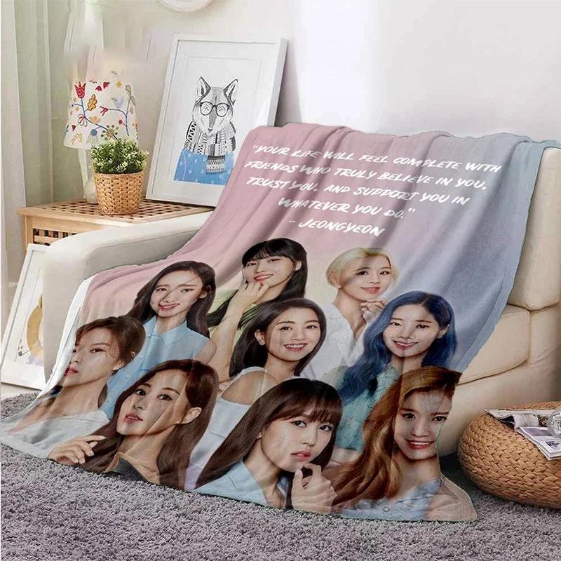 Coperta Kpop Twice Gruppo di Ragazze Moda Stampata Coperta in Flanella Regalo Divano Ufficio Letto Coperta Calda Camera da Letto Ragazze Copriletto