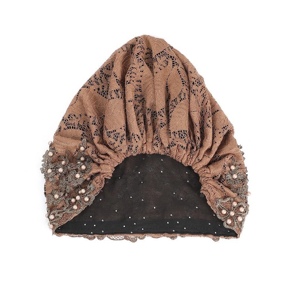 Comfortable Ethnic Headscarf Hat Beaded Decoration Pullover Hat Head Wrap Cap  Ethnic Style