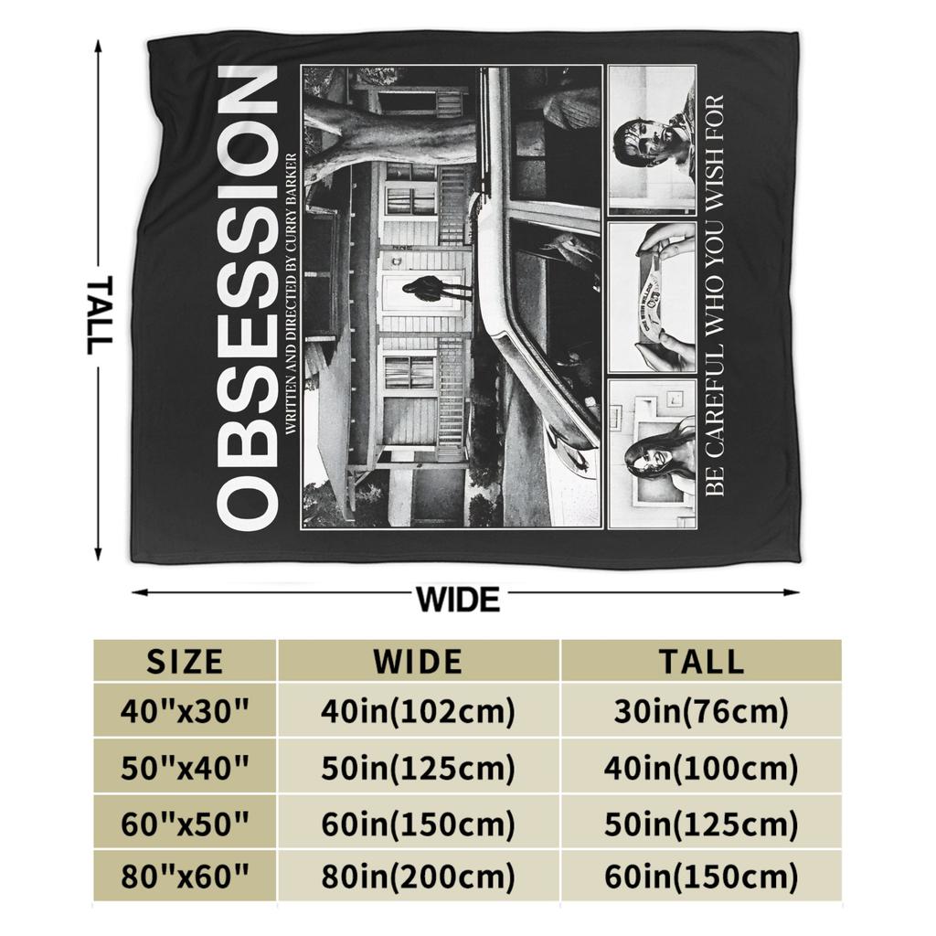 Obsession Noir Comic Style Movie Poster Super Warm Blankets Plush Throw Blanket Funny Outdoor Flannel Bedspread Sofa Bed Cover
