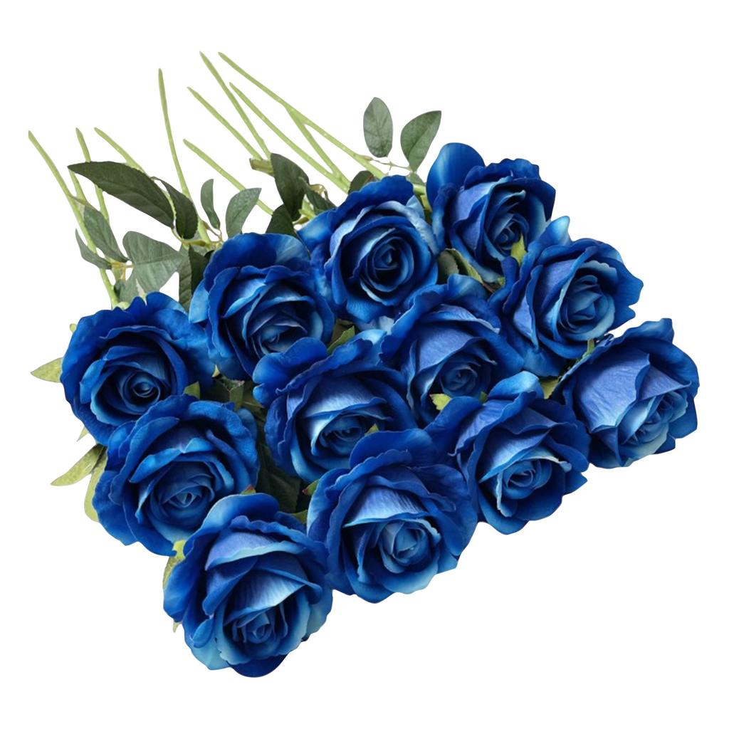 Party Simulation Solid Color Rose Artificial Simulation Plant Atmosphere Decoration Flowers  1set  ,12pcs