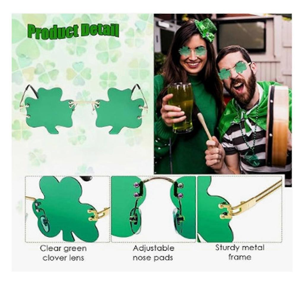 StPatrick Shamrocks Headband Glasses for Family Gathering Carnivals Party Props Headwear Traditional Irish Hairhoop 2PCS