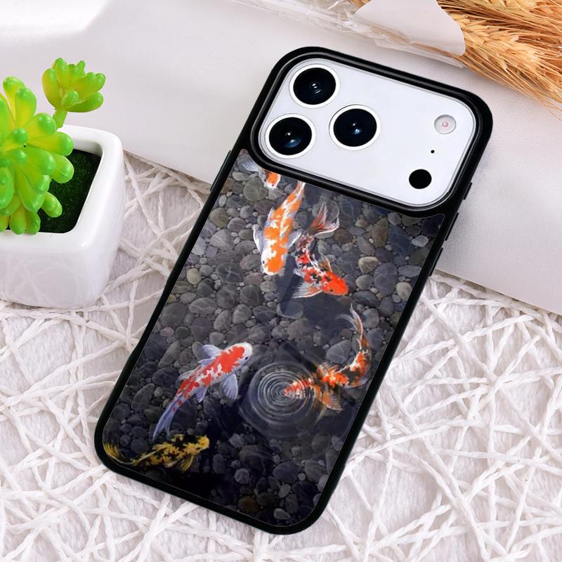 Japanese koi Fish Art Phone Case for iPhone 17 Air 16 15 11 12 14 13 Pro Max Shockproof Cover