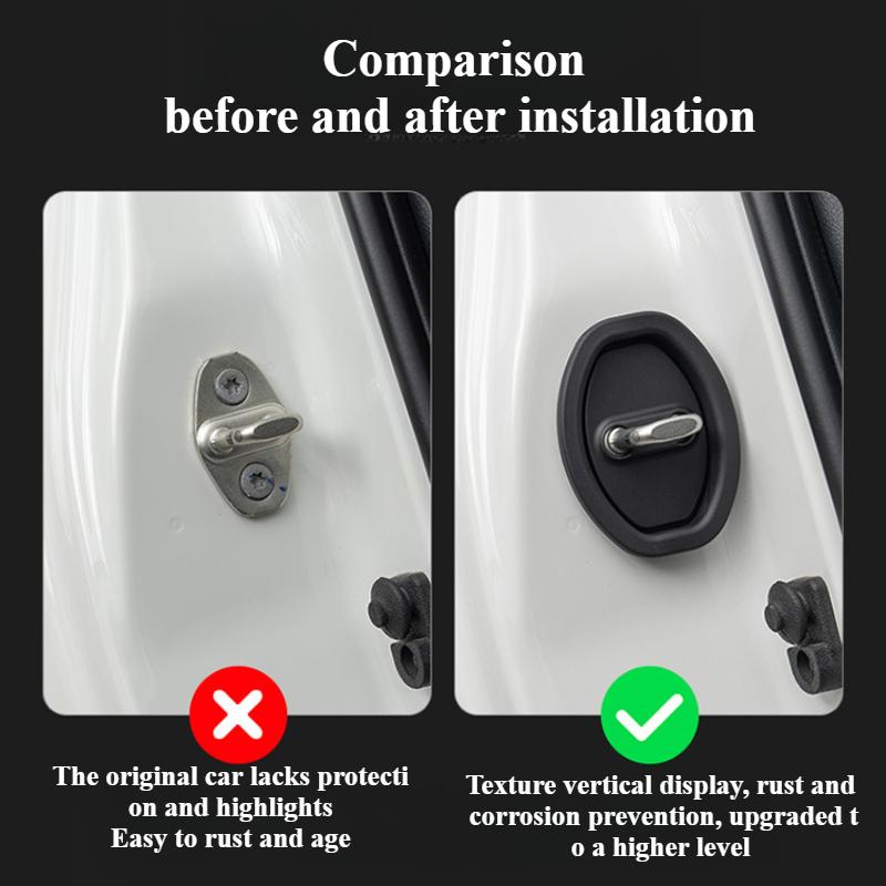 4pcs/set Door Shock Absorber Pad Flexible Lock Protector Silicone Auto Door Lock Latches Cover For Tesla Model 3 Y X S