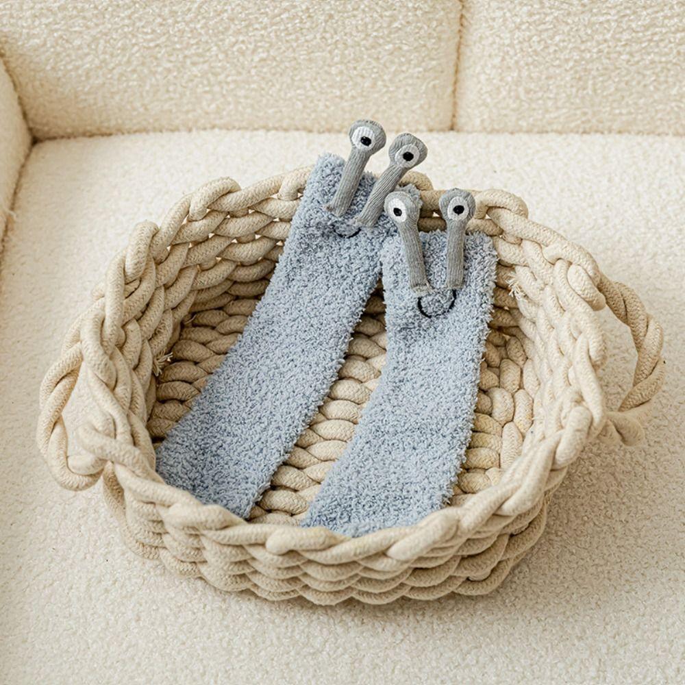 Cartoon Funny Tube Socks 3D Eyes Furry Plush Sock Kawaii Coral Fleece Socks Girls