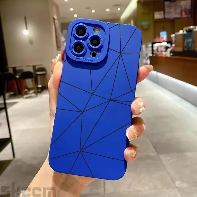 Creative Geometric Line Pattern Phone Case For iPhone 11 12 13 14 15 16 Pro Max XS X XR 7 8 16 Plus Mini Shockproof Cover