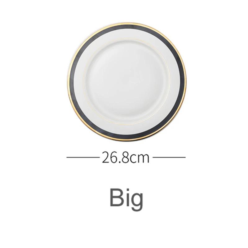 Western style steak plate Salad plate Table setting Dishes European style light luxury black shining Phnom Penh ceramic plate