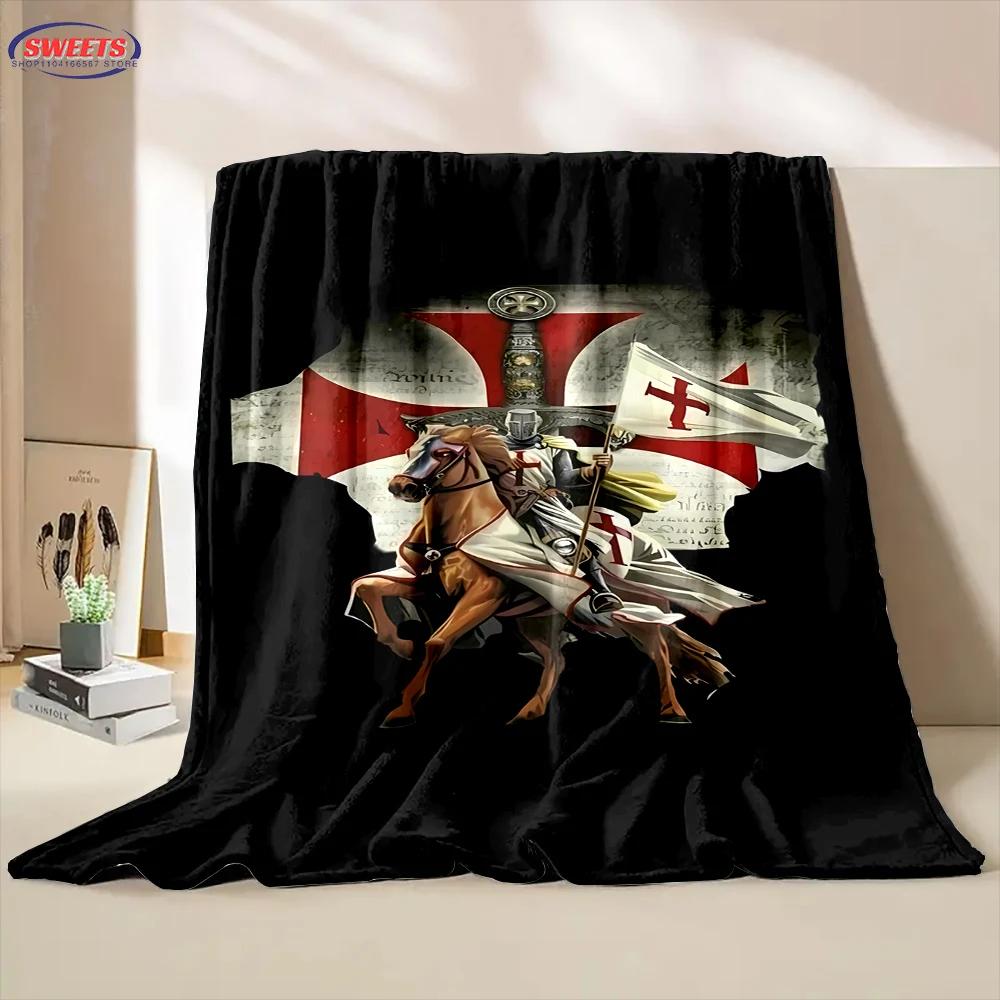 Crusade Cross Templar Knight 3D Printed Flannel Blanket for Bed Bedroom Sofa Picnic Throw Blanket for Cover Outdoor Leisure Nap