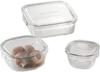Iwaki Glass Storage Cool Pack PCPRN3GY21 Heat-Resistant Containers, Gray, Square, 3-Piece Set, & Microwave,