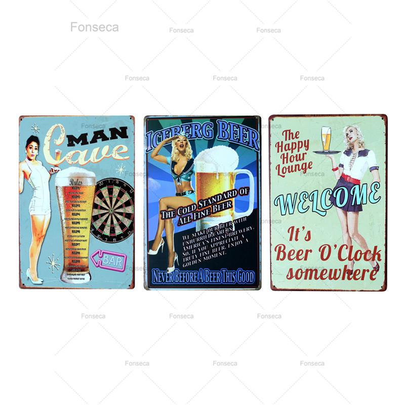 Beer Week Cerveza Vintage Metal Tintin Signs Vodka Retro Plaque  Wall Bar Home Rtrestaurant Decor Cuadros  30X20CM A-5517