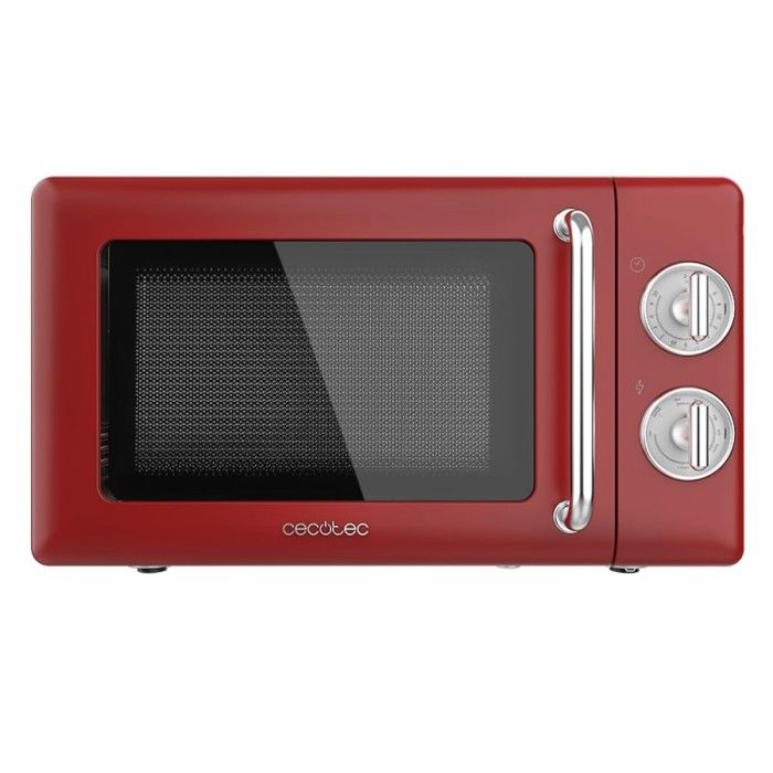 Cecotec Mechanical Microwave with Grill 20 L Proclean 3110 Retro Red: 700 W 6 Levels Timer Defrost