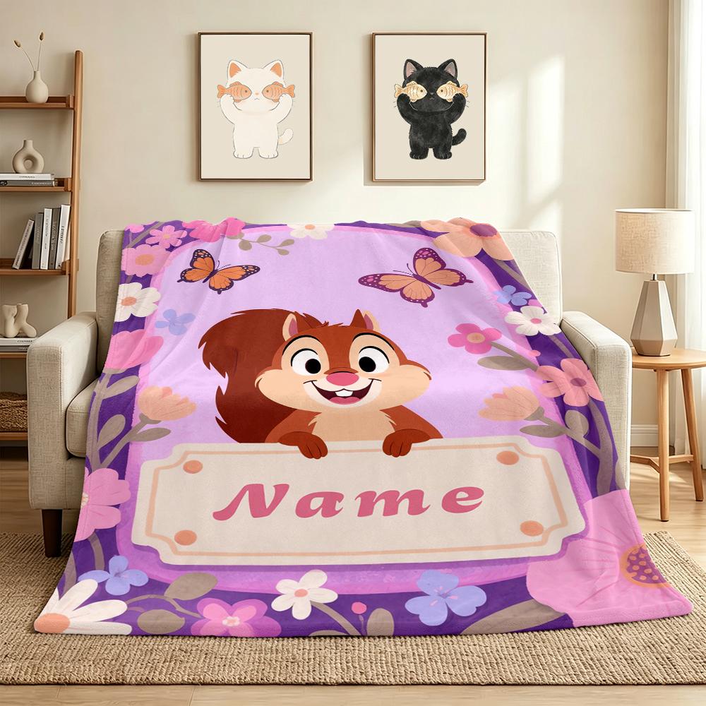 Custom Name Butterfly Garden Flannel Blanket Throw Blanket Soft Warm Sofa Bed Home Decor Unique Gift