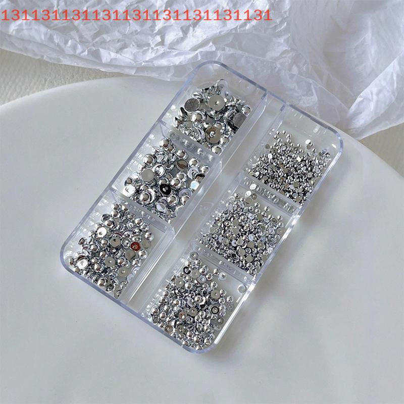 Metal Rivets Charms for Manicure Decorations 6 Grids 3D Gold Silver Half round Ball Nail Art Studs