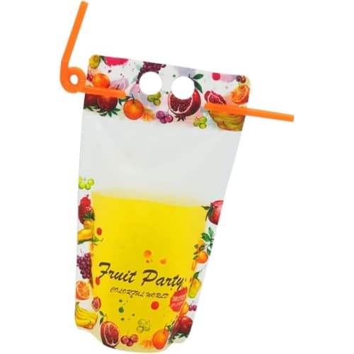 Yobuisg 50 Clear Drink Bags, 450ml, Heat and Cold Resistant, Matte Finish, with Handle, Perfect for Juice, Fruit Tea, or Takeout, Eco-Friendly