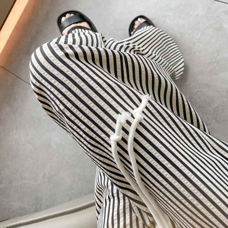 

Striped High-Waisted Wide-Leg Summer Pants for Women - Loose, Floor-Length, Pear-Shape Friendly 2XL (131-150 jin)