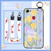 Silicone Phone Holder Phone Case For OPPO F7 Waterproof Oil Painting Fashion Design Durable Anti-dust Wrist Strap Flower