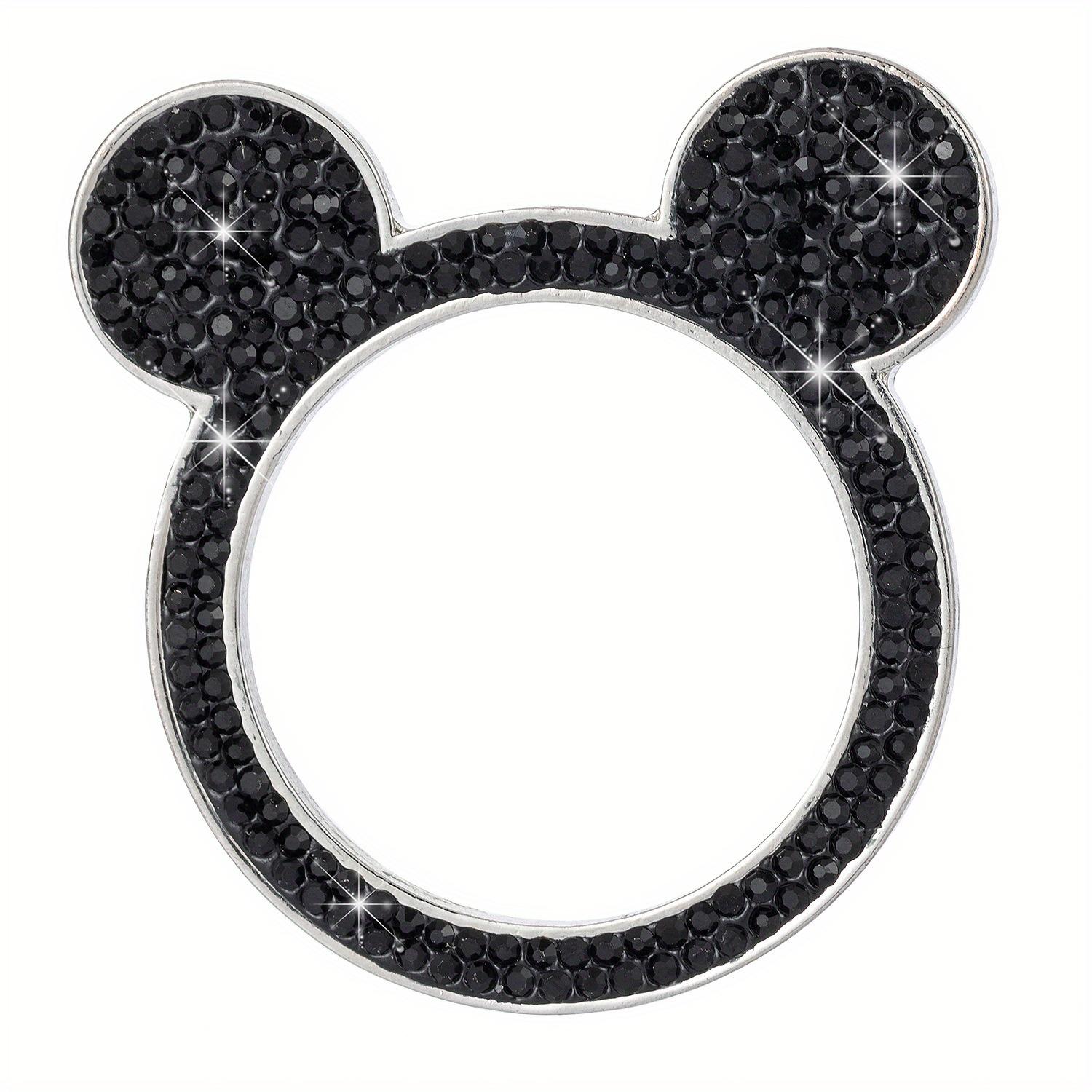 

New diamond studded teddy bear one click start ring sticker cute mouse car universal decoration ring car ignition button cover чёрный