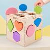 Wooden Geometric Shape Clock Intelligence Box Kindergarten Early Education Puzzle Matching Cognitive Building Blocks Children's Toys