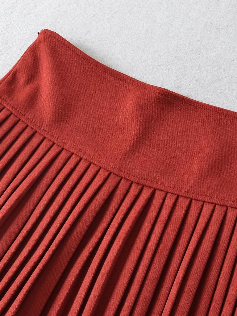 Women's High-Waisted Gray Pleated Wool Blend Mini Skirt - Elegant, Anti-Exposure Design for Autumn/Winter 2025