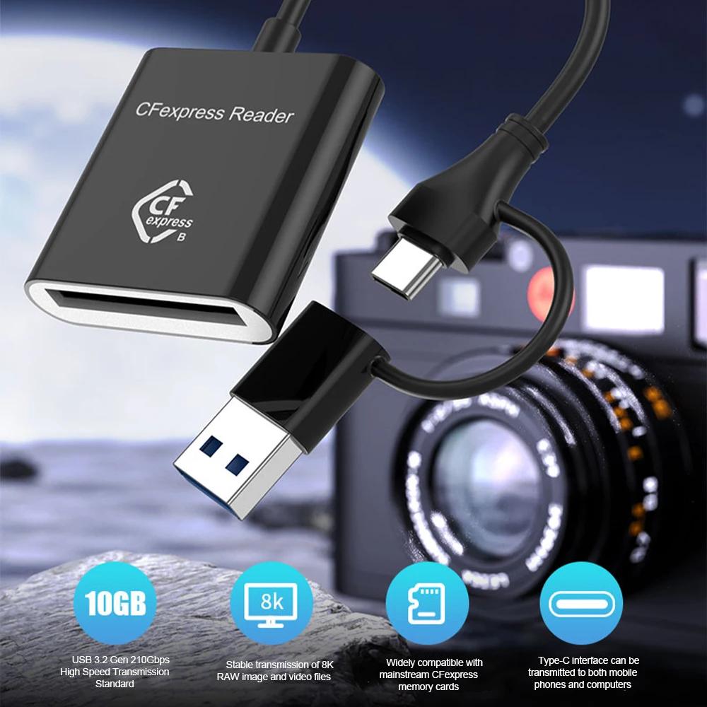 10Gbps CFexpress Type B Card Reader Writer USB3.2 Gen2 USB-C CFe Card Reader for Android Windows XP/Vista/7/8/8.1/10/11 Mac OS