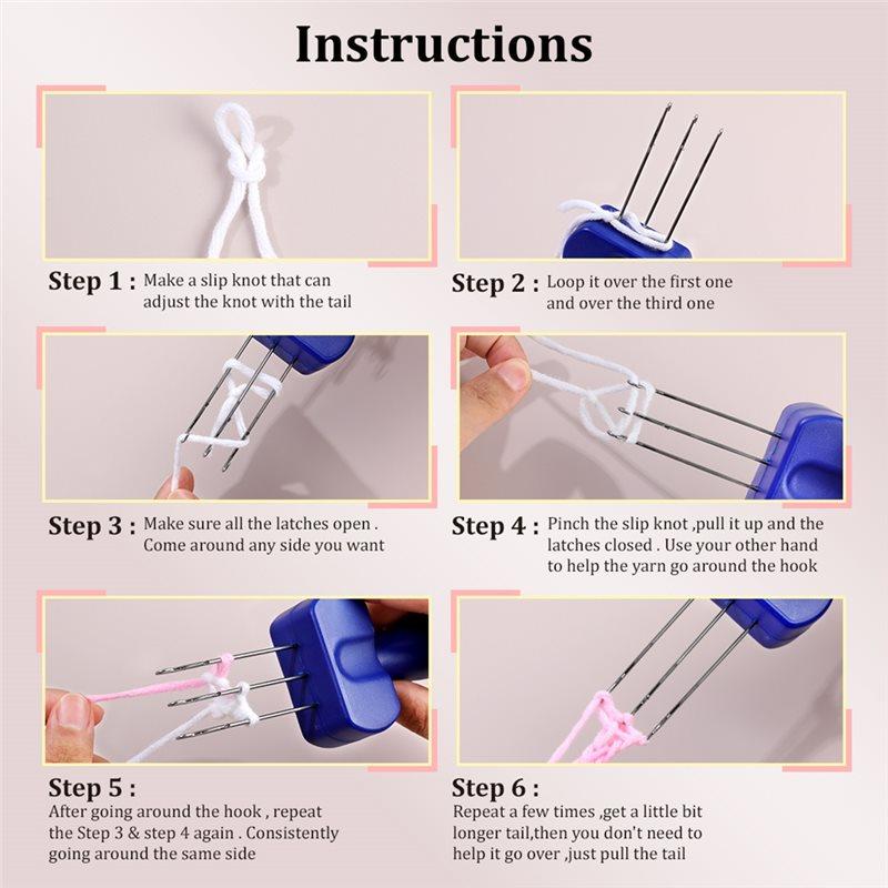 Fresh Portable For Binding-Off Or Edging Latch Hook Needle Crochet Tool Cord Knitting Hook For Knitters Four-Head