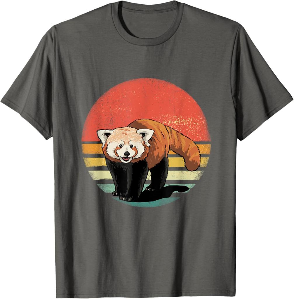 Retro Red Panda Sunset Vintage Animal Lover Graphic Tee Shirt Casual Unisex
