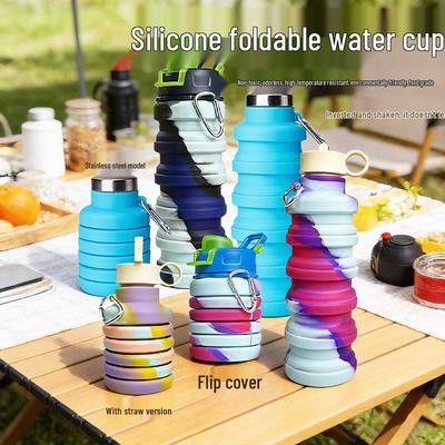 Silikon faltbarer Wasserbecher 500ml - Sport-Outdoor-Kessel mit großer Kapazität