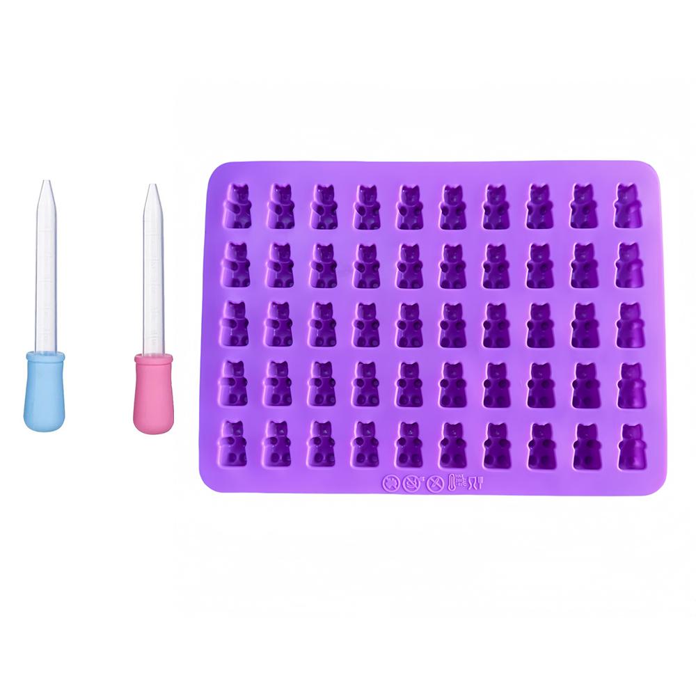 50 Grids Gummy Bear Mold Silikonowy Słodki Miś Galaretka Formy z Kroplomierzem Cukierki Czekoladowe Fondant Formy DIY Narzędzia Do Dekoracji Pieczenia