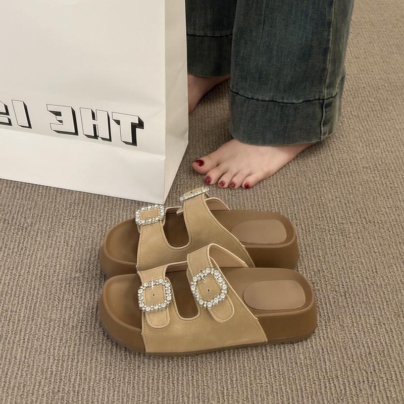 Fashion 2025 Crystal Women's Flats Slippers Fashion Platform Sandals New Summer Shoes Casual Beach Flip Flops Walking Shoes