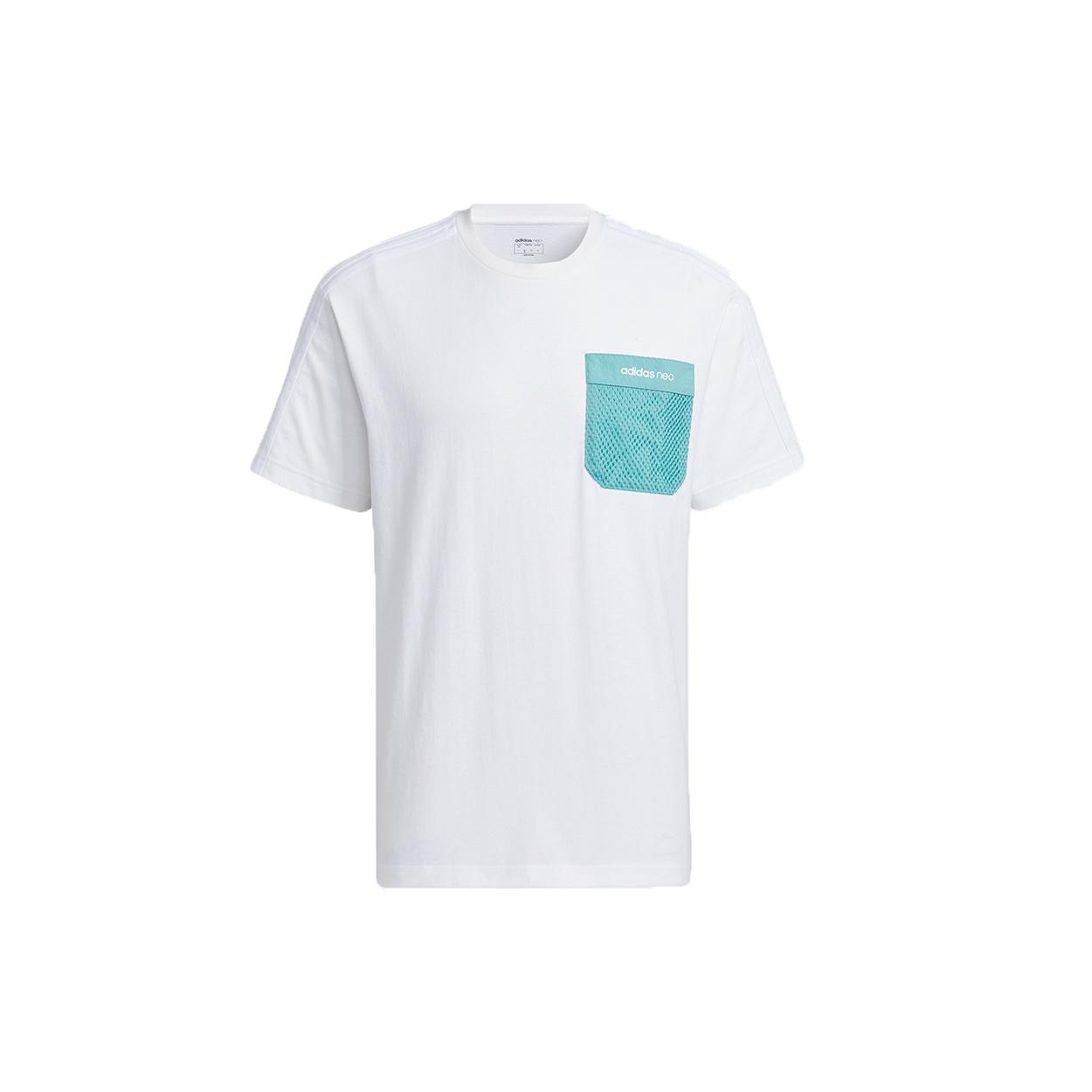 adidas neo M Sw Gr Tee Contrasting Colors Pocket Loose Sports Short Sleeve White Men s H55268 L