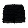 Women Summer Shorts Multi-layered Scattered Hem Ruffle Lace Trim Beach Shorts Lolita Style