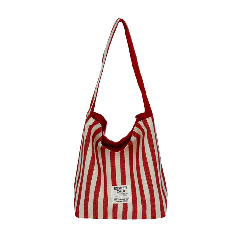 Borsa a Tote in Tela da Donna con Strisce Eleganti e Design Bicolore per l'Uso Quotidiano