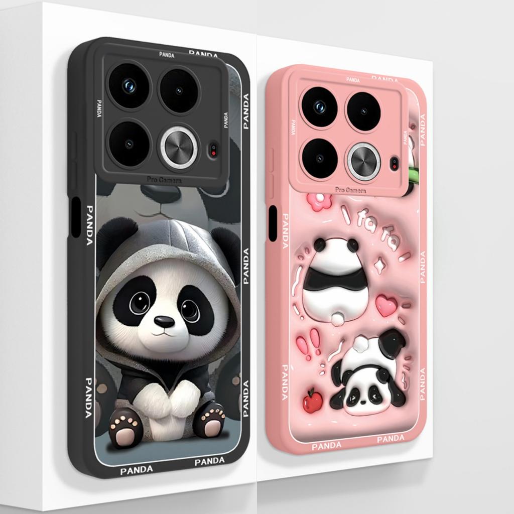 For infinix Note 40 Pro Plus 40X Case Couple Panda Phone Housing For Note40 Note 40X Full Protection Liquid Silicone Back Cover