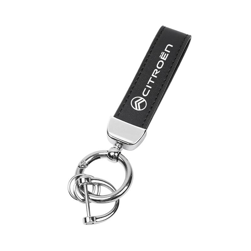 1Pcs Car Emblem Keychain Metal Leather Key Ring Accessories For Citroen C1 DS3 C2 C3 Vts C4 Saxo C4L C5 C6 C8 Xsara C3-XR