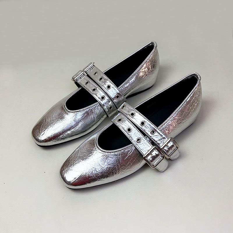 Fashion Fashion Buckle Strap Ladies Mary Janes Flats Shoes Female Shallow Women Ballet Flats Shoes With Height Increasing Footwear