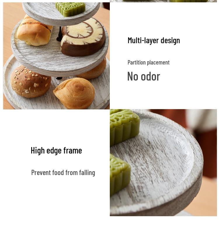 Creative European Double Layer Wooden Dessert Stand: Forest Style Cake and Treat Display Tray