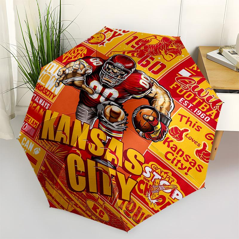 

Kansas City, Football Themed Automatic Opening and Closing Umbrella, Compact Travel Umbrella, Lightweight and Portable, Suitable for Beach C