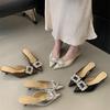 Pointed Head, Half Slippers, Women Wear Thin Heels, Rhinestone Buckle, Fairy Versatile Fashion Women's Shoes
