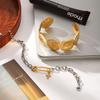 Stainless steel hammered open bangle, light luxury high-end look, safety pin bracelet, titanium steel, non-fading hand jewelry